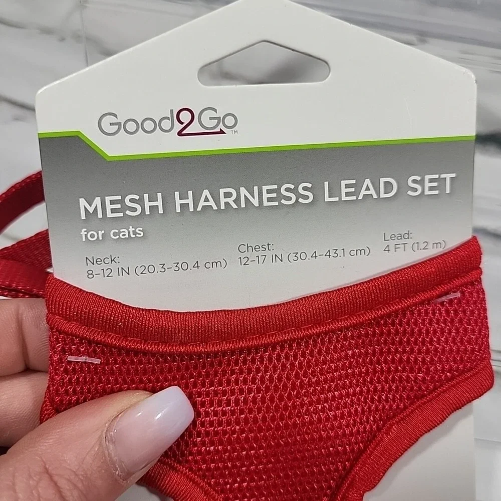 Good2Go Mesh Harness Lead Set For Cats In Red NEW